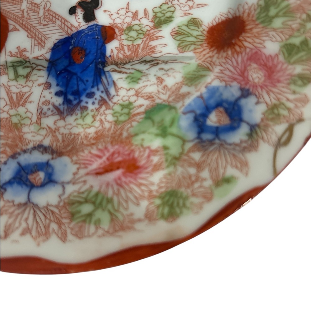 Japanese, Antique, Hand Painted, Geisha Floral, Porcelain Plate, 7” Diameter - Picture 4 of 4